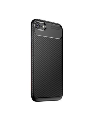 Apple iPhone 7 Hoesje Zwart Carbon Design Silicium + Nano