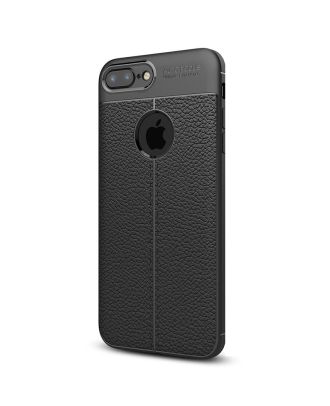 Apple iPhone 7 Plus Hoesje Niss Siliconen Lederlook Rugbescherming + Nano Glas