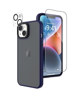 Apple iPhone 14 Case Impact Alpin Matte Frosted Cover + Nano Screen Protector + Camera Protector