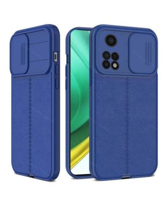 Xiaomi Redmi Note 11S Global Hoesje Camera Sliding Leather Textured Matte Silicone