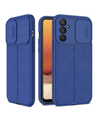 Samsung Galaxy M23 Hoesje Camera Sliding Leather Textured Matte Silicone