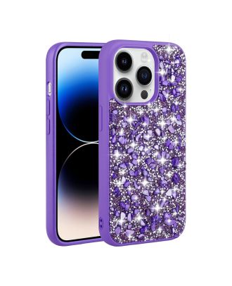 Apple iPhone 14 Pro Max Case Diamond Shiny Stone Linea Style Cover Silicone