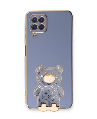 Samsung Galaxy M22 Case With Camera Protection Cute Bear Pattern Stand Silicone
