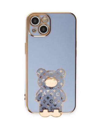 Apple iPhone 14 Plus Case With Camera Protection Cute Bear Pattern Stand Silicone