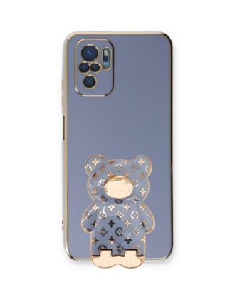 Xiaomi Redmi Note 10S Case with Camera Protection Cute Bear Pattern Stand Silicone