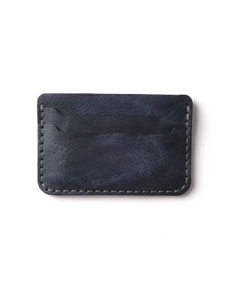 Minimal Handmade Leather Wallet Card Holder Petrol Blue