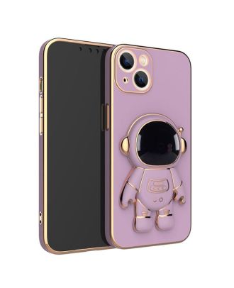 Apple iPhone 14 Case With Camera Protection Astronaut Pattern Stand Silicone