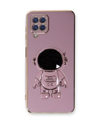 Samsung Galaxy A12 Kılıf Kamera Korumalı Astronot Desenli Standlı Silikon
