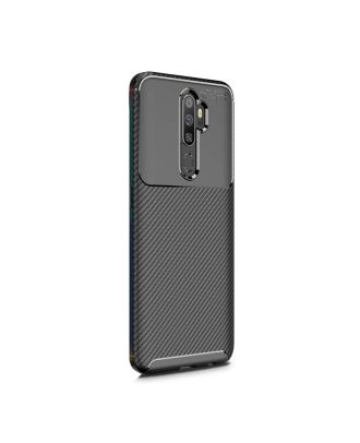 Oppo A5 2020 Kılıf Negro Karbon Dizayn Silikon+Nano Glass