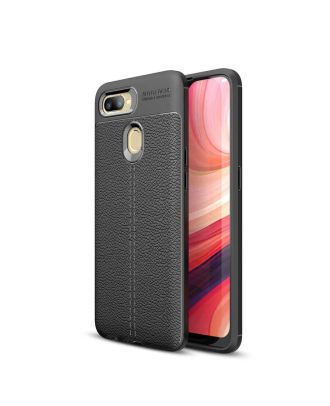 Oppo Ax7 Case Niss Silicone Leather Look + Nano Glass