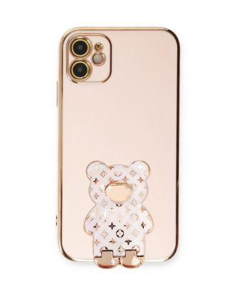 Apple iPhone 12 Case With Camera Protection Cute Bear Pattern Stand Silicone