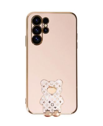 Samsung Galaxy S23 Ultra Case With Camera Protection Cute Bear Pattern Stand Silicone