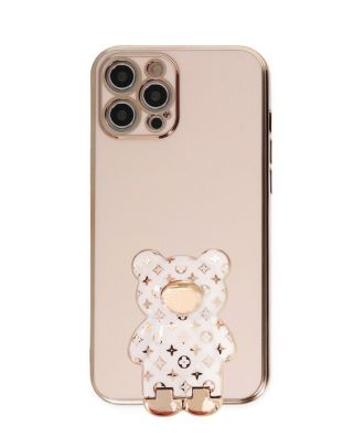 Apple iPhone 12 Pro Max Case With Camera Protection Cute Bear Pattern Stand Silicone