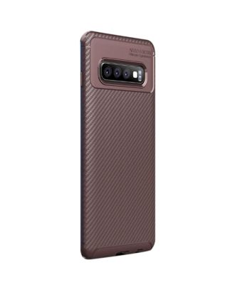 Samsung Galaxy S10+ Plus Hoesje Zwart Carbon Design Siliconen