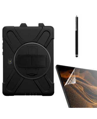 Samsung Galaxy Tab Active Pro T547 Kılıf Defender Tablet Tank Koruma Standlı df22 + Nano + Kalem