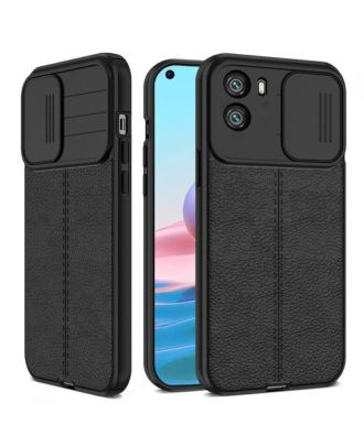 Oppo A96 4G Case Camera Sliding Leather Textured Matte Silicone