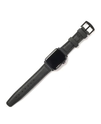 Apple Watch 8 45 mm El Yapımı Deri Kordon Kayış Siyah