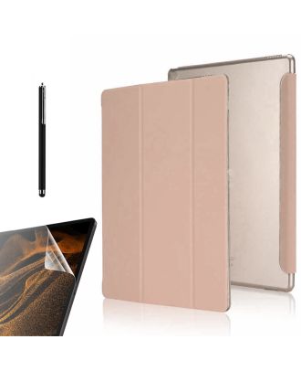 Samsung Galaxy Tab S7 Plus T970 Kılıf Smart Cover Kapaklı Standlı Uyku Modlu sm3 + Nano + Kalem