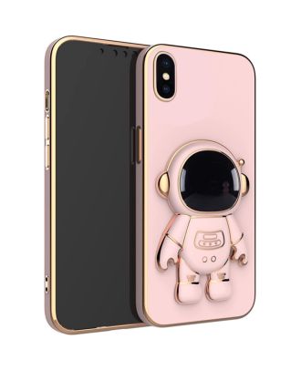 Apple iPhone Xs Case With Camera Protection Astronaut Pattern Stand Silicone