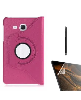 Samsung Galaxy Tab 4 T280 Kılıf Kapaklı Standlı 360 Dönebilen Koruma dn22 + Nano + Kalem