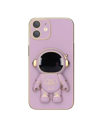 Apple iPhone 12 Case With Camera Protection Astronaut Pattern Stand Silicone