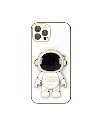 Apple iPhone 14 Pro Max Kılıf Kamera Korumalı Astronot Desenli Standlı Silikon