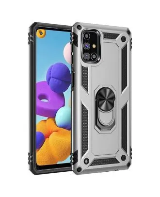 Samsung Galaxy M31S Case Tank Protection Vega Stand Ring Magnetic + Nano Glass